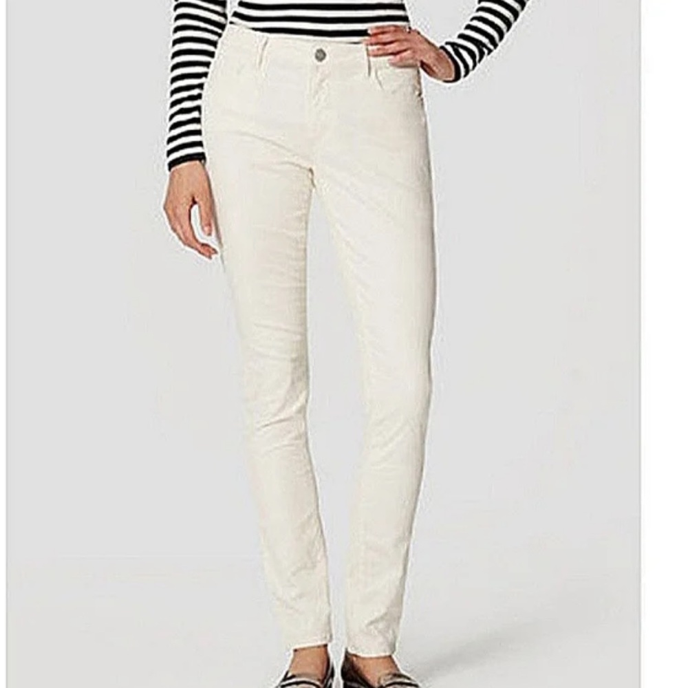 Loft High Waist Skinny Cream Corduroy Pants